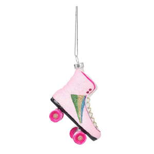 Sklenená ručne vyrobená vianočná ozdoba 8 cm Retro Rollerskate – Sass & Belle
