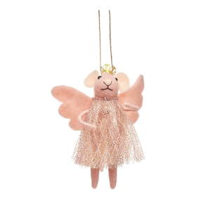 Textilná ručne vyrobená vianočná ozdoba 13 cm Pink Princess Fairy Mouse – Sass & Belle