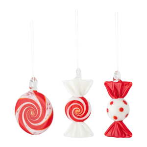 Sklenené ručne vyrábané vianočné ozdoby v súprave 3 ks 6 cm Festive – Bloomingville