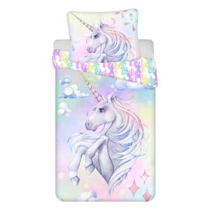 Bavlnená detská obliečka na jednolôžko 140x200 cm Unicorn "Pastel Rainbow"  – Jerry Fabrics