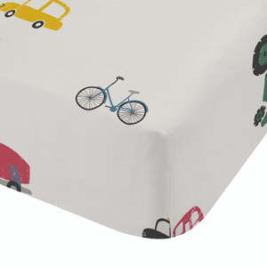 Biela napínacia bavlnená detská plachta na jednolôžko 90x190 cm Transport – Bianca