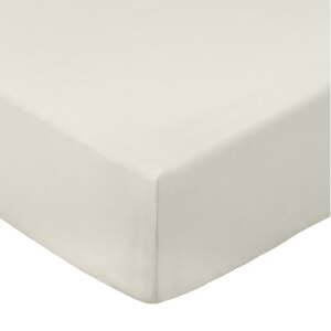 Béžová napínacia plachta z bavlneného perkálu 185x200 cm Cotton Percale – Bianca