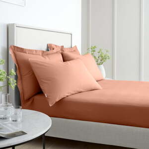 Terakotová napínacia plachta z bavlneného perkálu 185x200 cm Cotton Percale – Bianca