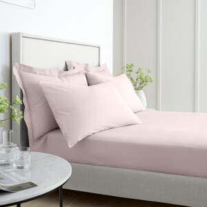 Ružová napínacia plachta z bavlneného perkálu 185x200 cm Cotton Percale – Bianca