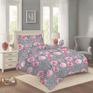 Ružové/sivé bavlnené obliečky na jednolôžko 140x200 cm Dana – Cotton House