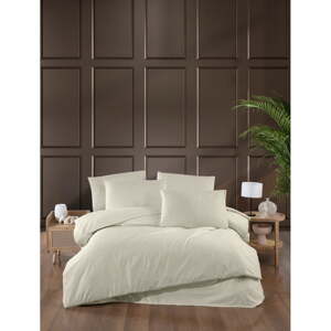 Krémovobiele damaškové obliečky na dvojlôžko/predĺžené s plachtou/4-dielne 200x220 cm – Mila Home