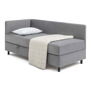 Sivá čalúnená jednolôžková posteľ s úložným priestorom s matracom 120x200 cm Avela – Bonami Selection