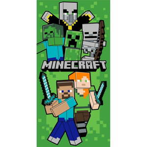 Zelená bavlnená detská osuška 70x140 cm Minecraft Let´s Survive – Jerry Fabrics