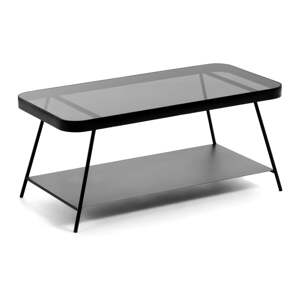 Čierny konferenčný stolík so sklenenou doskou 45x90 cm Duilia – Kave Home