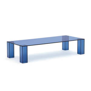 Modrý sklenený konferenčný stolík 60x140 cm Adularia – Kave Home