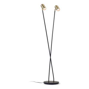 Čierna/v zlatej farbe stojacia lampa s kovovým tienidlom (výška  152 cm) Clemence – Kave Home