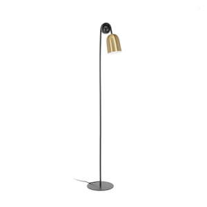 Čierna/v zlatej farbe stojacia lampa s kovovým tienidlom (výška  180 cm) Natsumi – Kave Home