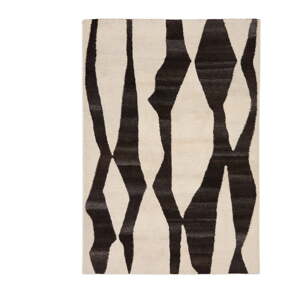 Čierny/krémovobiely ručne tkaný vlnený koberec 160x230 cm Elvar – Kave Home