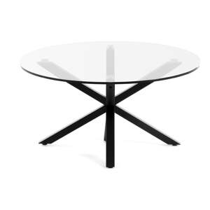 Čierny okrúhly konferenčný stolík so sklenenou doskou ø 82 cm Argo – Kave Home