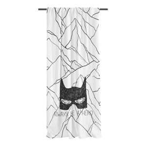 Čierno-biely detský záves z bavlneného saténu 110x170 cm Be a Hero – Butter Kings