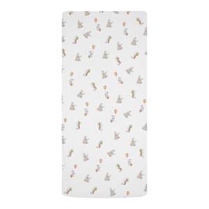 Biela napínacia detská plachta do postieľky z bavlneného saténu 60x120 cm Hugging Bunnies – Butter Kings