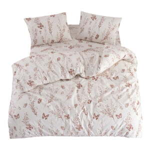 Béžové obliečky na dvojlôžko/predĺžené s plachtou/4-dielne 200x220 cm Floral Butterfly – Mila Home