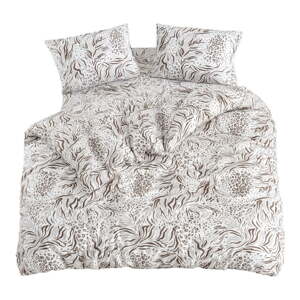 Biele/hnedé obliečky na dvojlôžko/predĺžené s plachtou/4-dielne 200x220 cm Floral – Mila Home