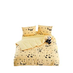 Žlté obliečky na jednolôžko/predĺžené s plachtou/3-dielne 160x220 cm Panda – Mila Home