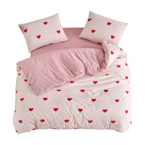 Ružové obliečky na jednolôžko/predĺžené s plachtou/3-dielne 160x220 cm Red Heart – Mila Home