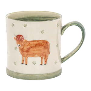 Zelený/béžový hrnček z kameniny 225 ml Cow – Sass & Belle