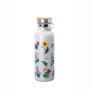Svetlosivá cestovná antikoro fľaša 425 ml Vintage Flowers – Sass & Belle