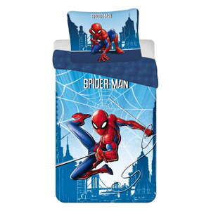 Modrá bavlnená detská obliečka na jednolôžko 140x200 cm Spider-man "Blue" – Jerry Fabrics