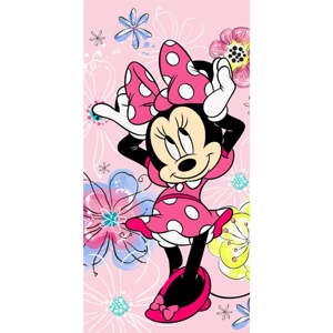 Ružová bavlnená detská osuška 70x140 cm Minnie "Pink bow" – Jerry Fabrics