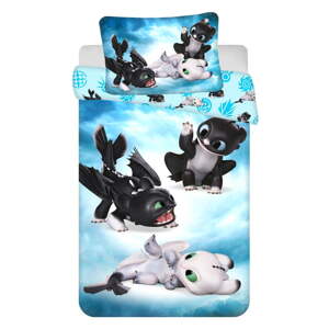 Modrá bavlnená detská obliečka do postieľky 100x135 cm How to Train Your Dragon "Babies" – Jerry Fabrics