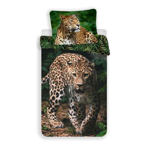 Bavlnená detská obliečka na jednolôžko 140x200 cm Leopard "Green" – Jerry Fabrics