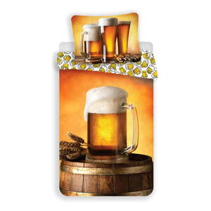 Jantárové bavlnené obliečky na jednolôžko 140x200 cm Beer – Jerry Fabrics
