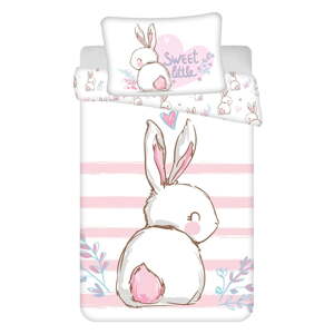 Biela/ružová bavlnená detská obliečka do postieľky 100x135 cm Bunny "Sweet" – Jerry Fabrics
