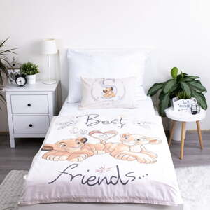 Svetložltá bavlnená detská obliečka do postieľky 100x135 cm Lion King "Best Friends" – Jerry Fabrics