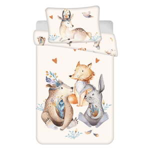 Béžová bavlnená detská obliečka do postieľky 100x135 cm Animals "Woodland" – Jerry Fabrics