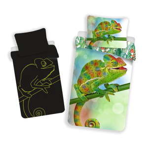Zelené bavlnené detské obliečky so svietiacim efektom na jednolôžko 140x200 cm Chameleon – Jerry Fabrics