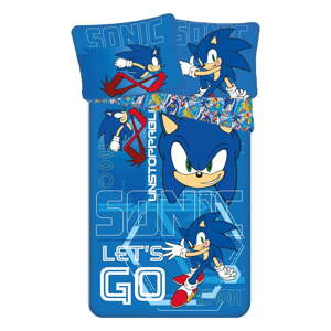 Modrá bavlnená detská obliečka na jednolôžko 140x200 cm Sonic "Let´s go" – Jerry Fabrics