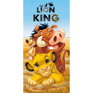 Modrá/hnedá bavlnená detská osuška 70x140 cm Lion King – Jerry Fabrics