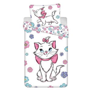 Biela bavlnená detská obliečka na jednolôžko 140x200 cm Marie Cat "Floral" – Jerry Fabrics