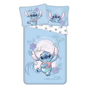 Modrá bavlnená detská obliečka na jednolôžko 140x200 cm Lilo and Stitch "Wave" – Jerry Fabrics