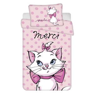 Ružová bavlnená detská obliečka do postieľky 100x135 cm Marie Cat "Merci" – Jerry Fabrics
