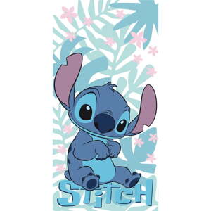 Modrá bavlnená detská osuška 70x140 cm Lilo and Stitch "Palm Leaves" – Jerry Fabrics