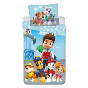 Modrá bavlnená detská obliečka na jednolôžko 140x200 cm Paw Patrol – Jerry Fabrics