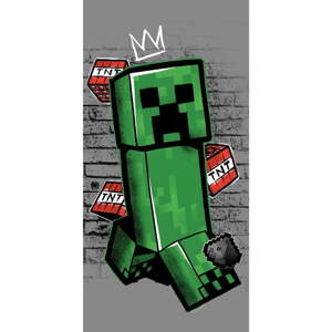 Zelená/sivá bavlnená detská osuška 70x140 cm Minecraft "Metro Art Creeper" – Jerry Fabrics