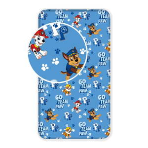 Modrá napínacia bavlnená detská plachta 90x200 cm Paw Patrol – Jerry Fabrics