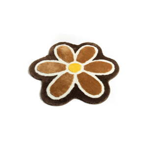Hnedá kúpeľňová predložka ø 90 cm Flower – Foutastic