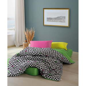 Čierno-biele obliečky na dvojlôžko/predĺžené z bavlny renforcé s plachtou/4-dielne 200x220 cm Dazzle – Mijolnir