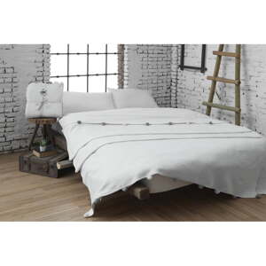Krémovobiely fleecový pléd 200x220 cm Pom Pom – Mijolnir