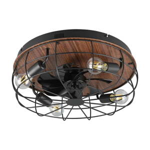 Matne čierne/hnedé stropné svietidlo na diaľkové ovládanie/s ventilátorom Trondheim – Trio