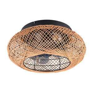 Hnedé stropné svietidlo na diaľkové ovládanie/s ventilátorom Lillesand – Trio
