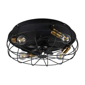 Matne čierne stropné svietidlo na diaľkové ovládanie/s ventilátorom Trondheim – Trio
